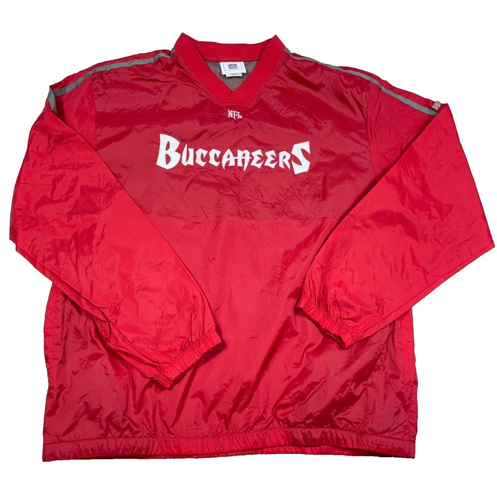 Tampa Bay Buccaneers Jacket Men Large Red Pullover Windbreaker Windshirt VTG Y2K